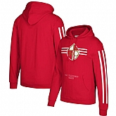 San Francisco 49ers Mitchell & Ness Three Stripe Pullover Hoodie Scarlet,baseball caps,new era cap wholesale,wholesale hats